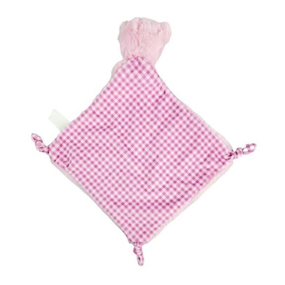 Kellytoy Baby Girl Lovey Security Blanket Pink Bear Gingham Plaid Knotted Small - Picture 3 of 8